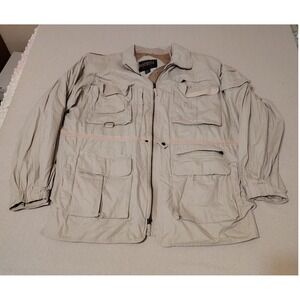 Guide Gear Womens Khaki Field Utility Cargo Camera Jacket Size‎ XL Zip Front